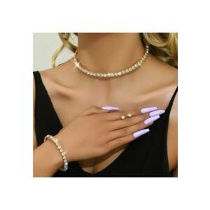 Set colier tennis - bratara si cercei - auriu - cu pietre - Dave C15 imagine