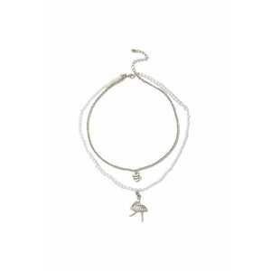 Colier argintiu - in 2 straturi - cu perle si balerina - Maia C29 - imagine