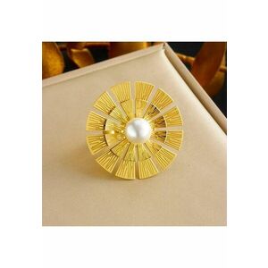 Inel auriu - reglabil - din otel inoxidabil - suflat cu aur 18k - forma de soare - Clarita C4 imagine