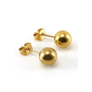 Cercei aurii - din otel inoxidabil - cu bilute aurii - suflati cu aur 18k - Gloria C2 imagine