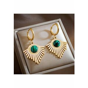 Cercei aurii - cu raze si pietre verzi - Baldine C14 - imagine