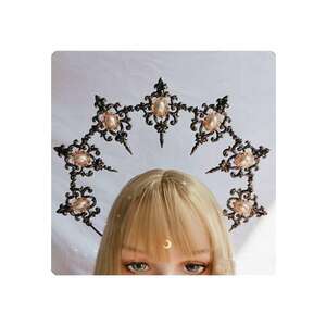 Tiara Halo - handmade - fumurie - cu perle - Erva C3 - imagine
