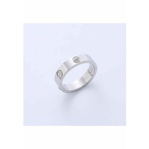 Inel argintiu - LOVE - din otel inoxidabil - suflat cu aur 18k - cu pietre din zirconiu - Percy C8 - (circumferinta: mm imagine