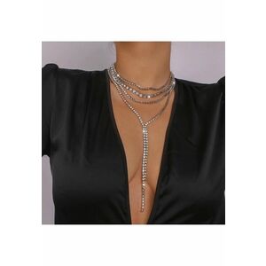 Colier argintiu - in 4 straturi - lung - cu pietre - Helfrida C4 imagine