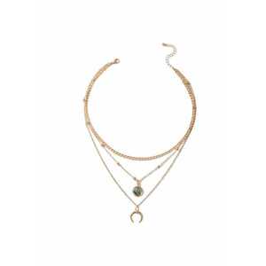 Colier auriu - in 3 straturi - cu semiluna si piatra - Tecla C22 - imagine