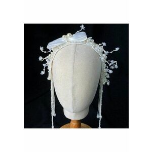 Accesoriu par - alb - cu perle si floricele - Regina C1 imagine