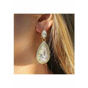 Cercei aurii - forma de lacrima - cu pietre din zirconiu - Adrina C16 - imagine