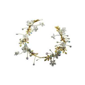 Coronita aurie - cu flori - pietre si perle - Malen C2 - imagine