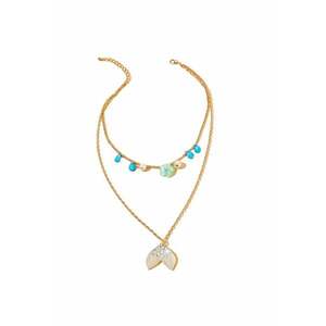 Colier auriu - in 2 straturi - cu margelute si coada de sirena - Tedora C22 - imagine