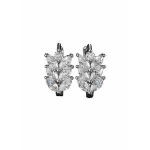 Cercei argintii - forma de frunzulita - cu pietre din zirconiu - Nevia C15 - imagine