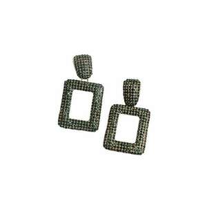 Cercei aurii - dreptunghiulari - cu pietre verzi - Egonie C1 - imagine