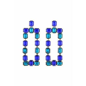 Cercei aurii - drepunghiulari - cu pietre albastre - Enola C4 - imagine