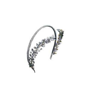 Accesoriu de par - argintiu - cu frunzulite laterale si pietre - Bara C1 imagine
