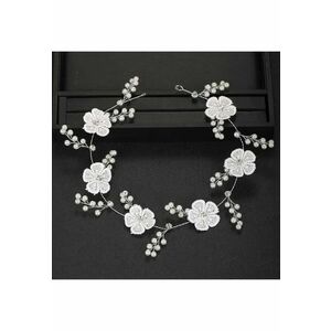 Accesoriu par - argintiu - modelator - cu floricele albe - Omar C8 - imagine