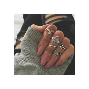 Set 7 inele - argintii - cu pietre - Briana C11 - imagine