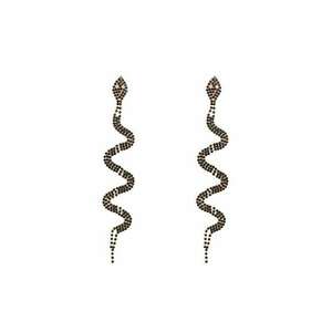 Cercei aurii - forma de sarpe - cu pietre negre - Saide C14 - imagine