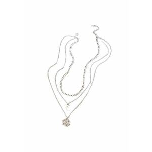 Colier argintiu - in 3 straturi - cu semiluna si palmier - Shela C22 - imagine
