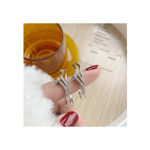 Cercei argintii - forma de cui - suflati cu aur 14k - cu pietre din zirconiu - Meike C2 - imagine