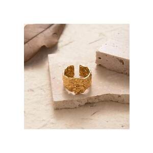 Inel auriu - reglabil - din otel inoxidabil - suflat cu aur 18k - forma sifonata - Petro C8 imagine