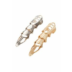 Set 2 inele - auriu cu argintiu - pe tot degetul - stil dragon - Bente C14 - imagine