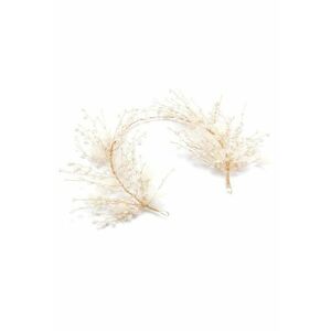 Accesoriu de par - auriu - cu flori albe si margelute - Rovena C6 - imagine