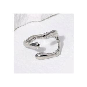 Inel argintiu - reglabil - din otel inoxidabil - suflat cu aur 18k - forma artistica - Pamela C8 imagine