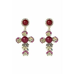 Cercei cruce cu frunzulite Alike C1 - Aliaj metalic - Auriu imagine