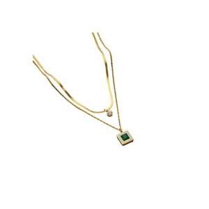 Colier auriu - in 2 straturi - cu pietre - Demi C5 - imagine