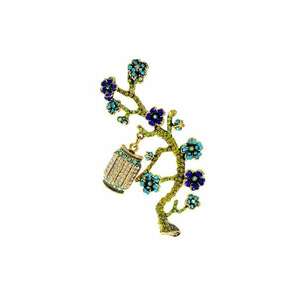 Brosa aurie - forma de copac cu flori si pietre - Selda C6 - imagine