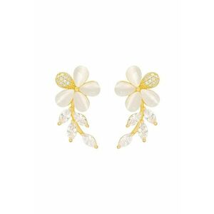 Cercei aurii - forma de floare - cu pietre - Lavrina C3 imagine