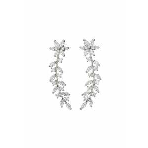Cercei argintii - lungi - cu frunzulite si pietre din zirconiu - Benno C15 imagine
