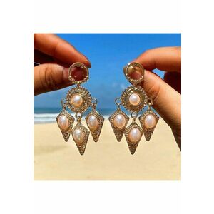 Cercei aurii - forma de candelabru - cu perle - Manilla C12 - imagine