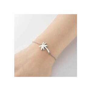 Bratara argintie - din otel inoxidabil - suflata cu aur 18k - cu palmier - Jasmin C6 imagine