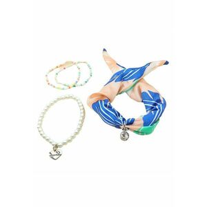 Set 4 bratari - argintii - cu perle si margelute - Betina C3 - imagine