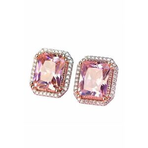 Cercei argintii - cu piatra roz din zirconiu - Sirina C3 - imagine