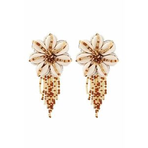 Cercei bej - forma de floare - cu scoici si margelute - Ewert C10 - imagine