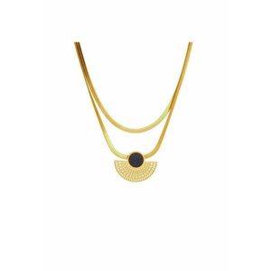 Colier auriu - din otel inoxidabil - suflat cu aur 18k - in 2 straturi - cu piesa contemporana - Dolly C12 imagine
