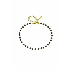 Bratara aurie - din otel inoxidabil - suflata cu aur 18k - cu margelute negre imagine
