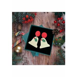 Cercei bej - forma de clopotel de Craciun - plus cutie cadou - Bells C23 imagine