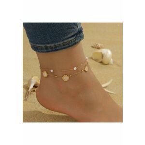 Bratara de picior - aurie - din otel inoxidabil - suflata cu aur 18k - forma de scoici si perlute - Adelaida C4 imagine