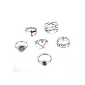 Set 6 Inele Ywone Argintiu - Aliaj metalic - Argintiu imagine