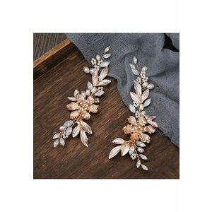 Set 2 accesorii par - rose gold - cu pietre si perle - Helma C7 - imagine