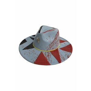 Palarie bleu - cu bor lat - handmade - pictata si accesorizata manual - Sun Rays imagine