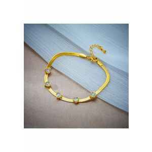 Bratara aurie - din otel inoxidabil - suflata cu aur 18k - cu inimioare si pietre - Ellie C3 imagine