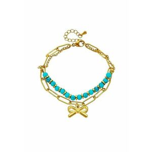 Bratara aurie - din otel inoxidabil - suflata cu aur 18k - cu margelute si fundita - Daria C10 imagine