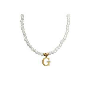 Colier auriu - cu perlute si pandantiv cu litera G C2 imagine