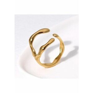 Inel auriu - reglabil - din otel inoxidabil - suflat cu aur 18k - forma artistica - Paris C8 imagine