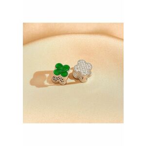 Cercei argintii - din otel inoxidabil - forma de floricele - cu 2 fete - suflati cu aur 18k - Gerdina C2 imagine