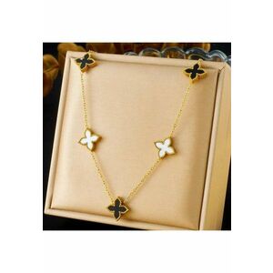 Colier auriu - din otel inoxidabil - suflat cu aur 18k - cu floricele norocoase - Dikka C12 imagine