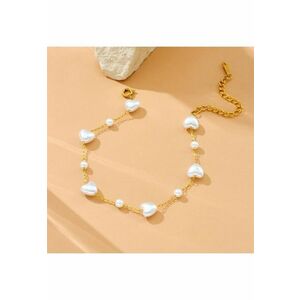 Bratara aurie - din otel inoxidabil - suflata cu aur 18k - cu perlute inimioare - Dea C10 imagine